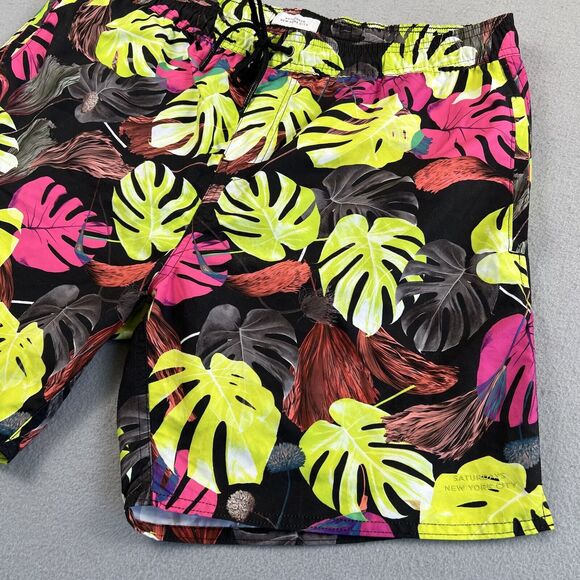 Saturdays NYC Timothy Hyper Monstera Print 7” Inseam Swim Short Men’s Size XL - Picture 5 of 16